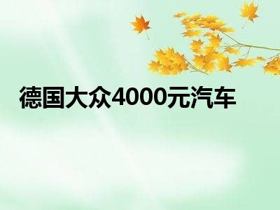 德国大众4000元汽车