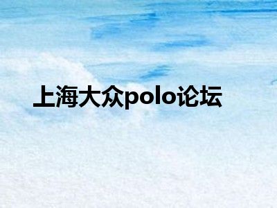 上海大众polo论坛