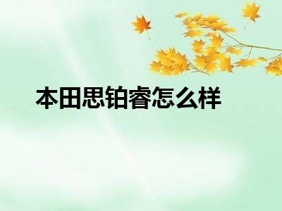本田思铂睿怎么样