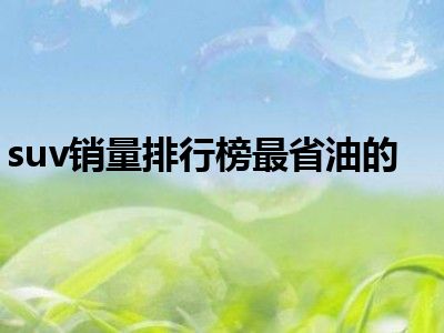 suv销量排行榜最省油的