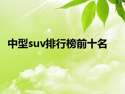 中型suv排行榜前十名