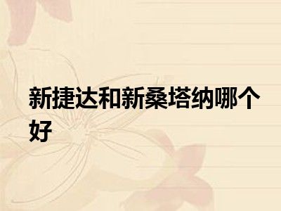 新捷达和新桑塔纳哪个好