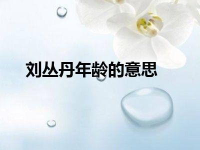 刘丛丹年龄的意思