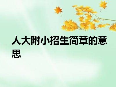 人大附小招生简章的意思