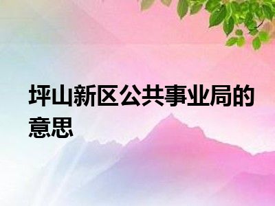 坪山新区公共事业局的意思