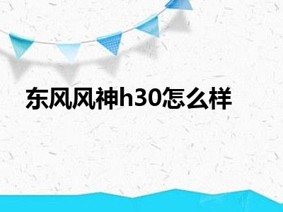 东风风神h30怎么样