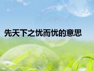 先天下之忧而忧的意思