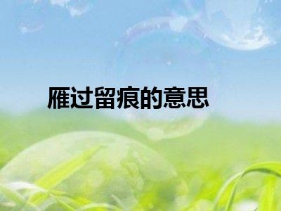 雁过留痕的意思