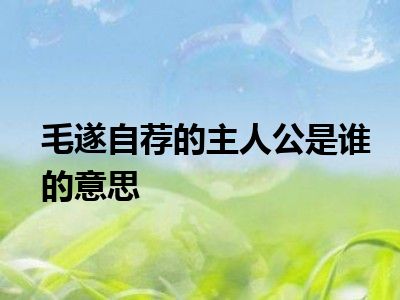 毛遂自荐的主人公是谁的意思