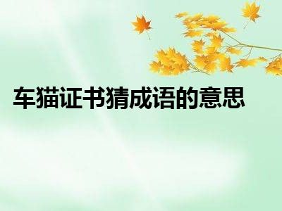 车猫证书猜成语的意思