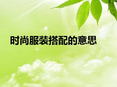 时尚服装搭配的意思