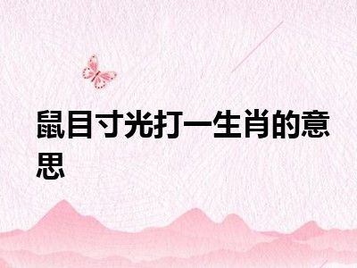 鼠目寸光打一生肖的意思