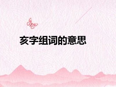 亥字组词的意思