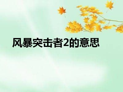 风暴突击者2的意思