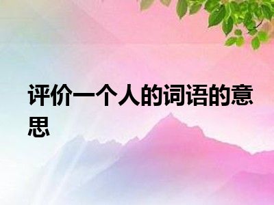 评价一个人的词语的意思
