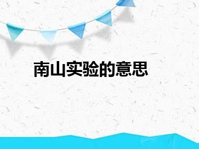 南山实验的意思