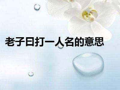 老子曰打一人名的意思