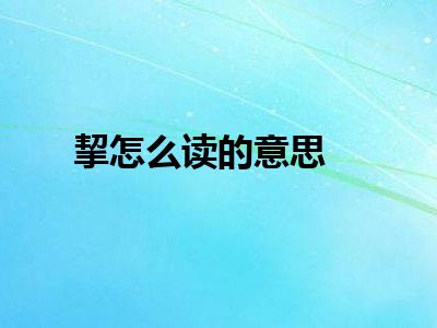 挈怎么读的意思