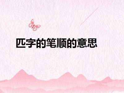 匹字的笔顺的意思