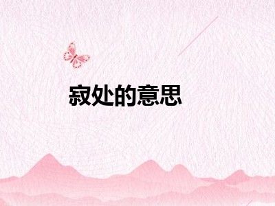 寂处的意思