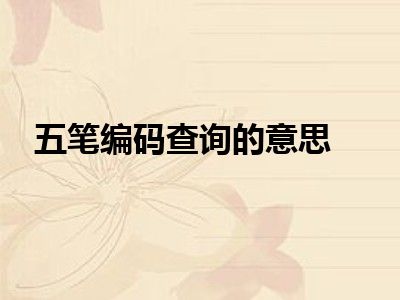 五笔编码查询的意思