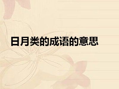 日月类的成语的意思