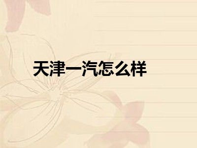 天津一汽怎么样