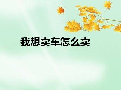 我想卖车怎么卖
