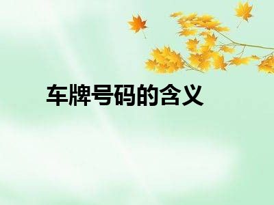 车牌号码的含义