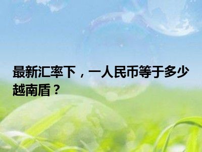 最新汇率下，一人民币等于多少越南盾？