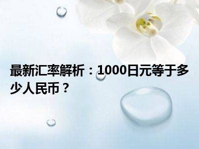 最新汇率解析：1000日元等于多少人民币？