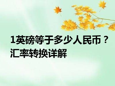 1英磅等于多少人民币？汇率转换详解