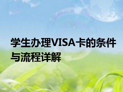 学生办理VISA卡的条件与流程详解