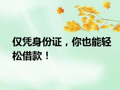 仅凭身份证，你也能轻松借款！