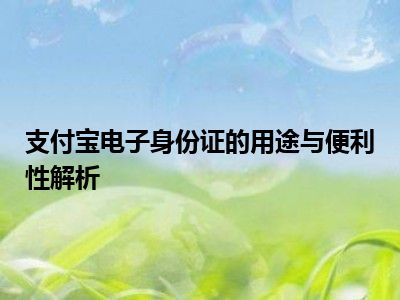 支付宝电子身份证的用途与便利性解析