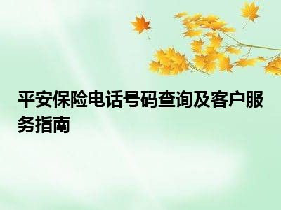 平安保险电话号码查询及客户服务指南