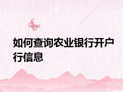如何查询农业银行开户行信息