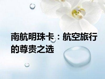 南航明珠卡：航空旅行的尊贵之选