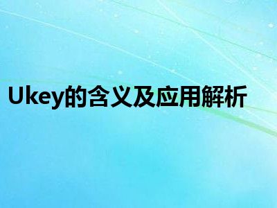 Ukey的含义及应用解析