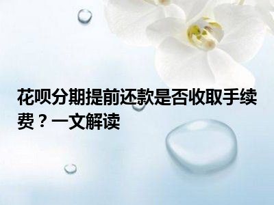 花呗分期提前还款是否收取手续费？一文解读