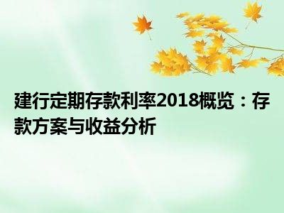 建行定期存款利率2018概览：存款方案与收益分析