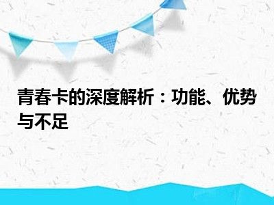 青春卡的深度解析：功能、优势与不足
