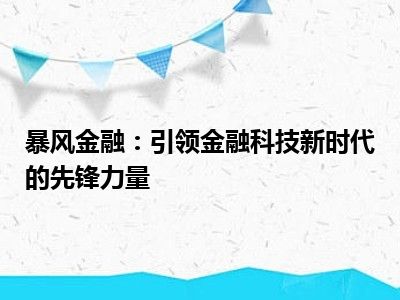 暴风金融：引领金融科技新时代的先锋力量