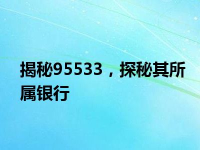揭秘95533，探秘其所属银行