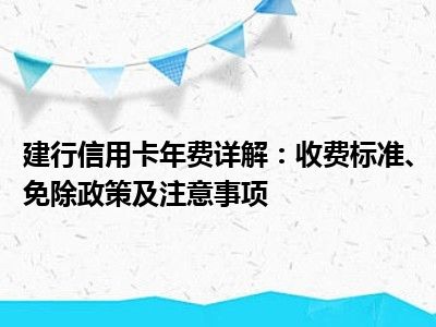 建行信用卡年费详解：收费标准、免除政策及注意事项
