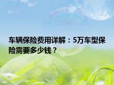 车辆保险费用详解：5万车型保险需要多少钱？