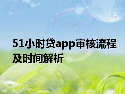 51小时贷app审核流程及时间解析