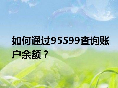 如何通过95599查询账户余额？