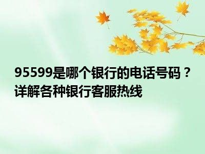 95599是哪个银行的电话号码？详解各种银行客服热线
