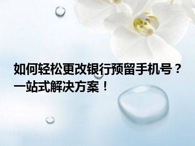 如何轻松更改银行预留手机号？一站式解决方案！